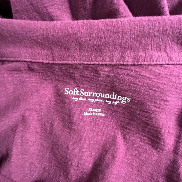 Soft Surroundings Womens XL 3/4 Sleeve Button Down Tunic Top Shirt Purple Artsy - Picture 3 of 7
